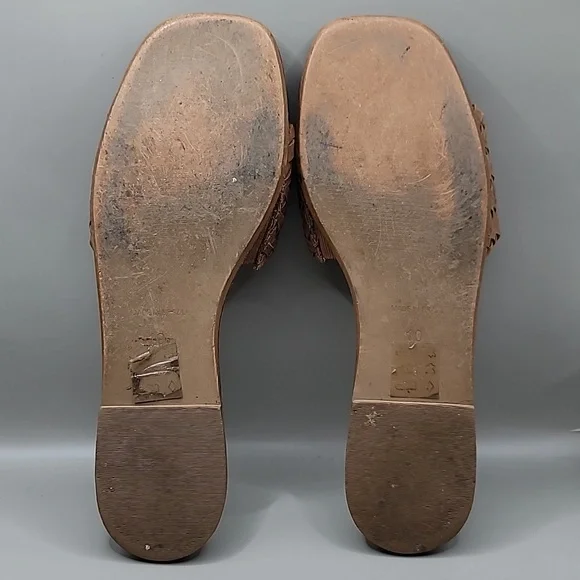 Madewell Lianne Slide Sandals Women's Size 10 Tan Woven Leather Bohemian Casual - Picture 5 of 6